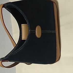 Small Blue Jean Leather Strap Purse